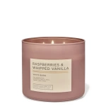 BATH & BODY WORKS VELA AROMATICA 3 MECHAS RASPBERRIES & WHIPPED VAINILLA 411 GRS