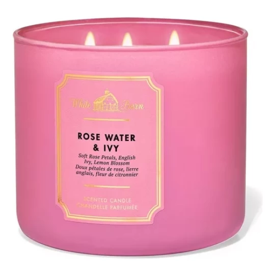 BATH & BODY WORKS VELA AROMATICA 3 MECHAS ROSE WATER& IVY 411 GRS